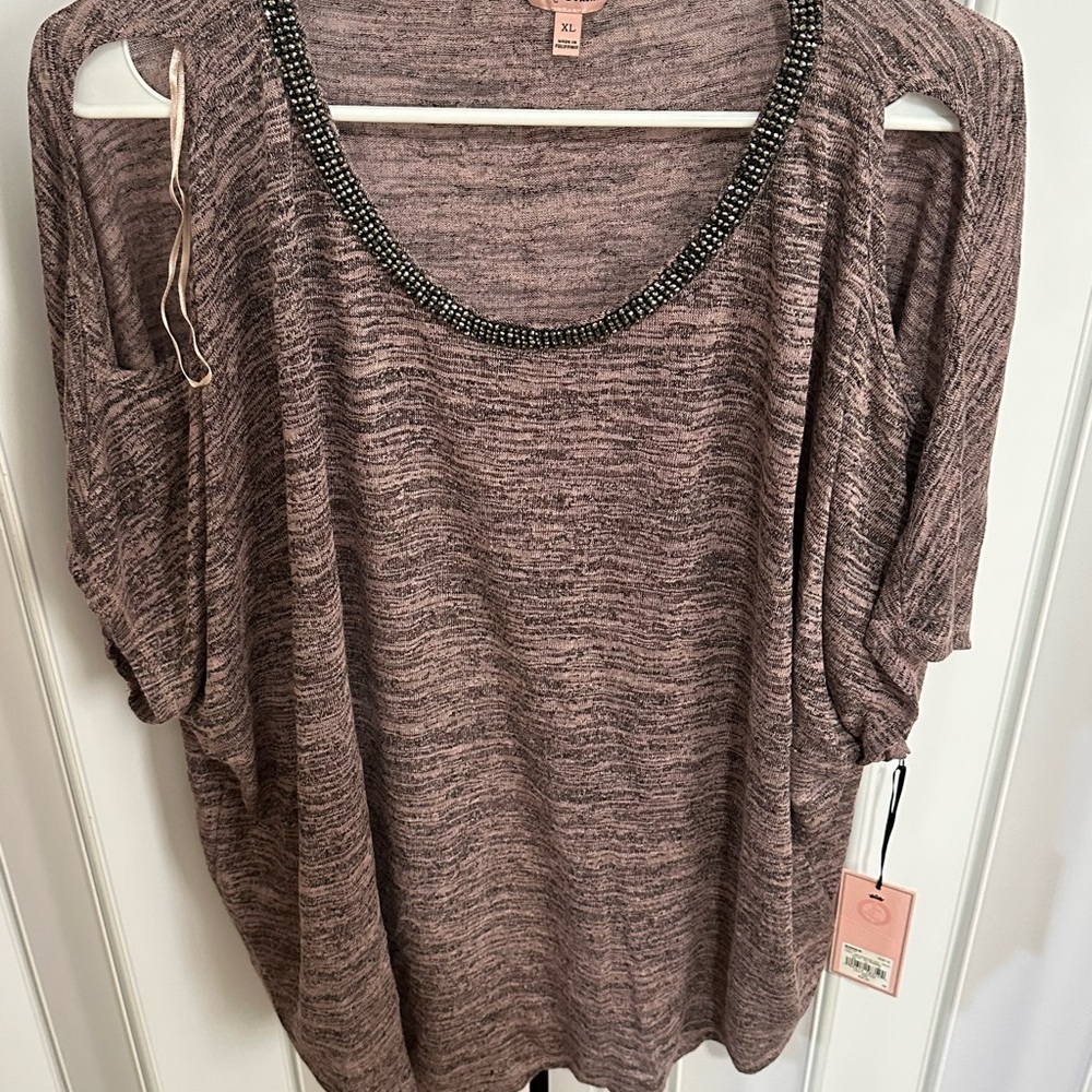 Women's Beaded Neckline Top